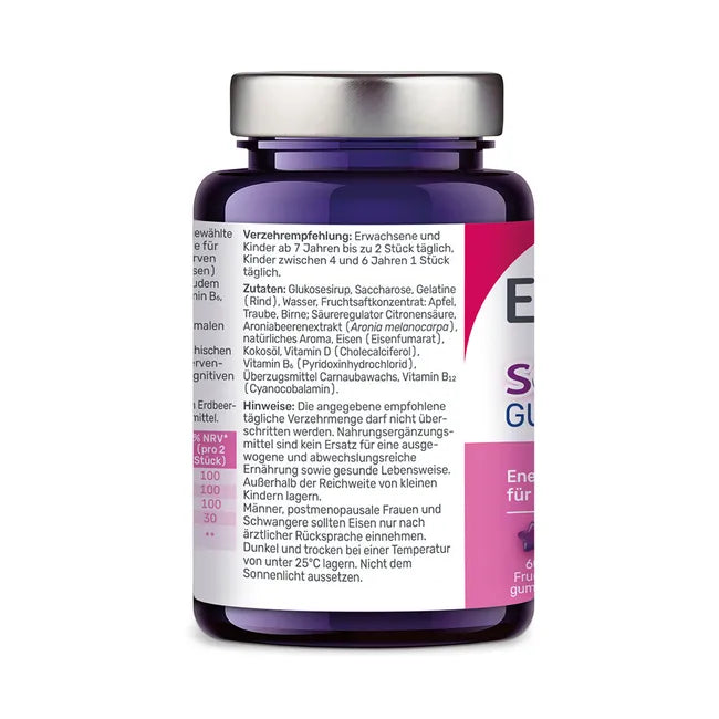 EUNOVA Schulhelden Gummies 2-Pack | Vitamin B6, B12, D3, Iron & Aronia | Energy & Cognitive Support | Strawberry | 2 × 60 Gummies | PZN 19128926
