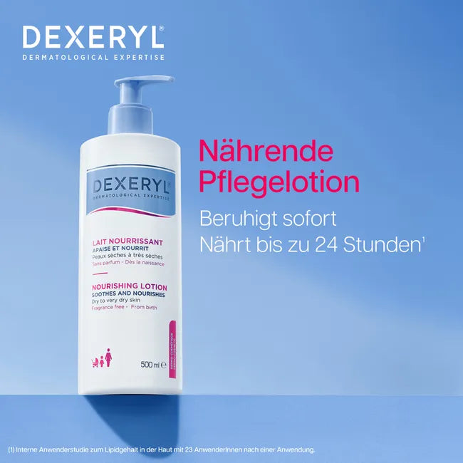 DEXERYL Nourishing Lotion | 24H Moisturising Care for Dry & Very Dry Sensitive Skin | Face & Body | From Birth | Fragrance-Free | 500 ml | PZN 19166453