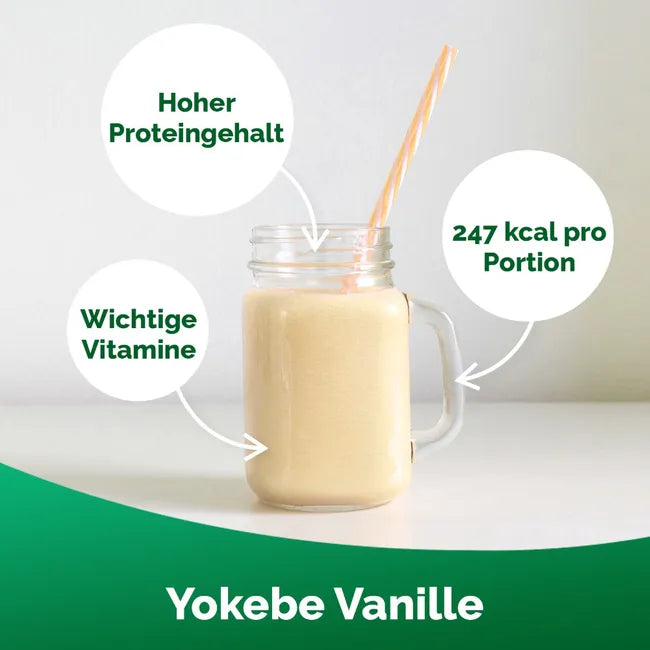 Yokebe Vanilla Meal Replacement Shake | 31 g Protein, Vitamins & Minerals | Lactose & Gluten Free | 2 × 500 g | 1 kg Value Pack | PZN 19213566