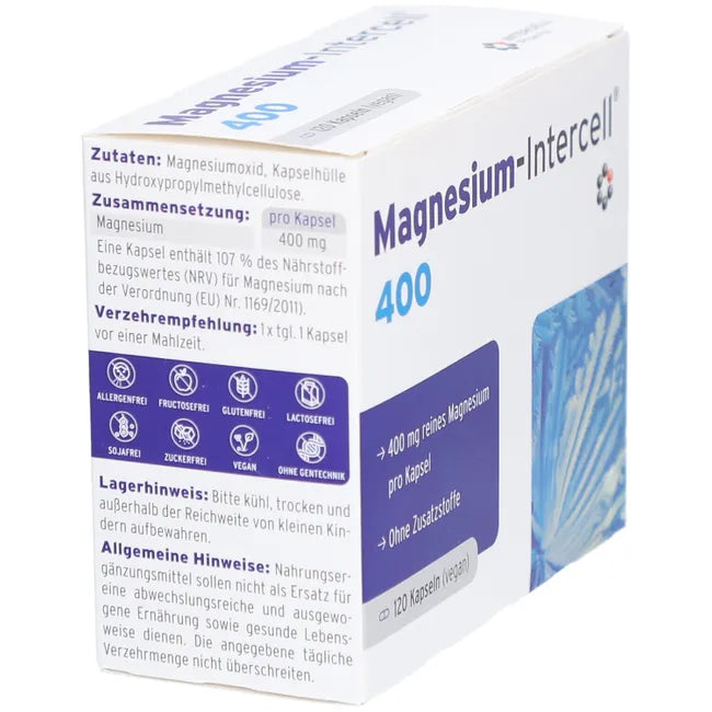 Magnesium-Intercell 400 | High-Dose Magnesium 400 mg | Muscle, Nerve & Energy Support | 120 Capsules | PZN 19275656