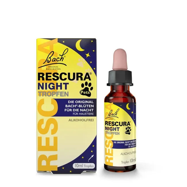 Bach RESCURA Night Pets Alcohol-Free Drops | 6 Bach Flower Essences | Night-Time Calming & Emotional Wellbeing Support | Vegan | 10 ml | PZN 19346333