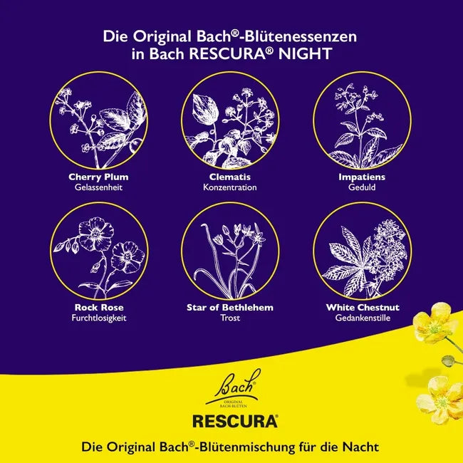 Bach RESCURA Night Pets Alcohol-Free Drops | 6 Bach Flower Essences | Night-Time Calming & Emotional Wellbeing Support | Vegan | 10 ml | PZN 19346333