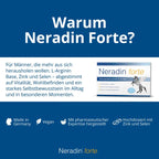 Neradin Forte | L-Arginine 300 mg, Zinc & Selenium | Men's Vitality, Testosterone & Fertility Support | Vegan | 30 Tablets | PZN 19411444