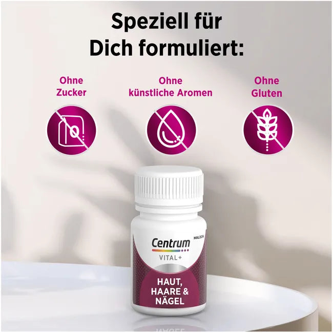 Centrum Vital+ Skin, Hair & Nails | Marine Collagen 500 mg, Hyaluronic Acid, Biotin & Zinc | Beauty from Within | 30 Tablets | PZN 19420093