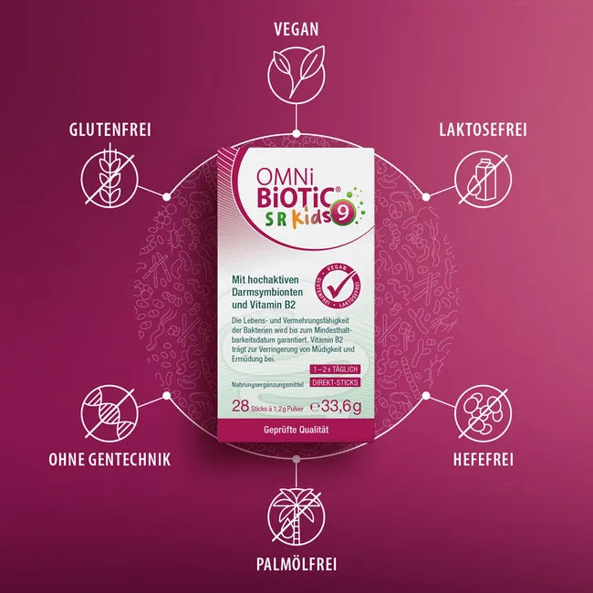 OMNi-BiOTiC Kids Probiotic Bundle | OMNi-BiOTiC 10 Kids (20 Sachets) PZN 18854429 + SR-9 Kids (28 Direct Sticks) PZN 19421649 | Gut & Gut-Brain Support | 48 Servings