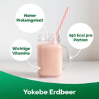Yokebe Strawberry Meal Replacement Shake | High Protein, Vitamins & Minerals | Vegan, Lactose & Gluten Free | 2 × 500 g | 1 kg Value Pack | PZN 19446253