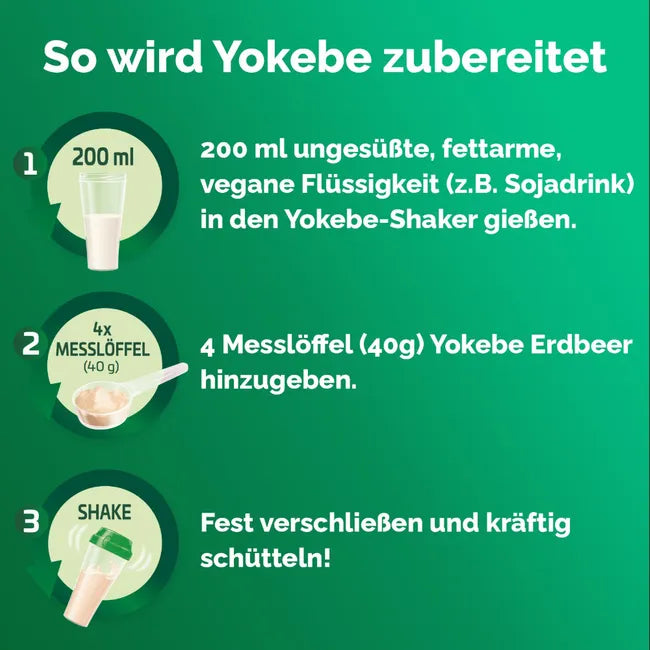 Yokebe Strawberry Meal Replacement Shake | High Protein, Vitamins & Minerals | Vegan, Lactose & Gluten Free | 2 × 500 g | 1 kg Value Pack | PZN 19446253