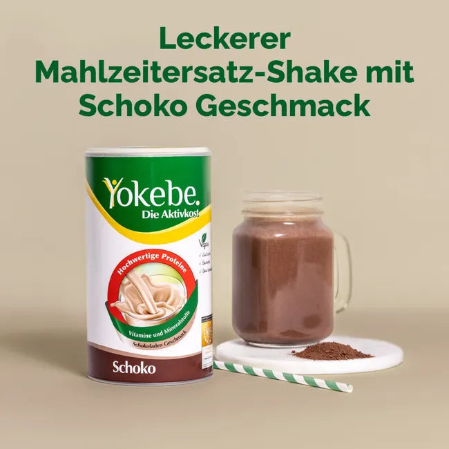 Yokebe Chocolate Meal Replacement Shake | 26.2 g Protein, Vitamins & Minerals | Vegan, Lactose & Gluten Free | 2 × 500 g | PZN 19446276
