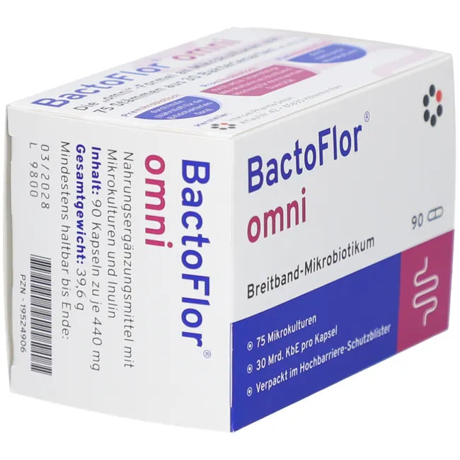 BactoFlor Omni | 75-Strain Broad-Spectrum Microbiome Complex + Inulin | 30 Billion CFU per Capsule | Vegan | 90 Capsules | PZN 19524906