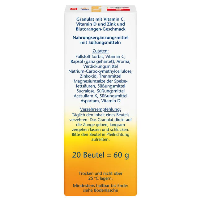 Doppelherz® aktiv Vitamin C 1000 DIRECT + D3 + Zinc | 1000 mg Vitamin C + 800 IU D3 | 20 Sticks | PZN 19528867