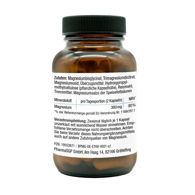 Baldriparan Magnesium | Premium 3-Form Magnesium Complex | Magnesium Bisglycinate + Trimagnesium Dicitrate + Magnesium Oxide | 300 mg Magnesium | Vegan | 60 Capsules PZN 19553871