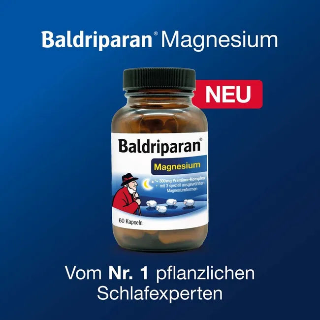 Baldriparan Magnesium | Premium 3-Form Magnesium Complex | Magnesium Bisglycinate + Trimagnesium Dicitrate + Magnesium Oxide | 300 mg Magnesium | Vegan | 60 Capsules PZN 19553871