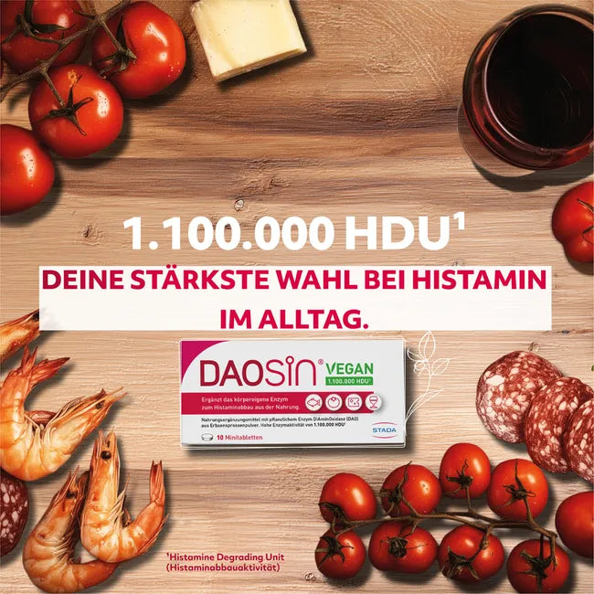 DAOSiN Vegan DAO Enzyme | Plant-Based Diamine Oxidase from Pea Sprouts | 1,100,000 HDU per Tablet | Histamine Breakdown Support | 25 Mini Tablets | PZN 19627279