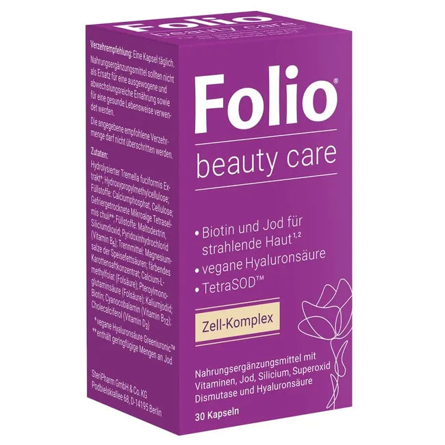 Folio Beauty Care 30 Capsules | Vegan Beauty Capsules for Skin, Hair & Nails | Hyaluronic Acid, Biotin, Silicon & Folate | PZN 19630005