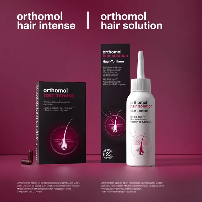 Orthomol Hair Complete Duo Set | Hair Intense 60 Capsules (PZN 16563662) + Hair Solution 100 ml (PZN 19637817) | Complete Inside & Outside Hair Care | Made in Germany