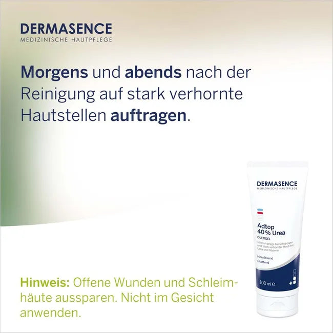 Dermasence Adtop 40% Urea Oleogel 100ml | Intensive Keratolytic Treatment for Calluses, Rough & Scaly Skin | Fragrance-Free | PZN 19687034