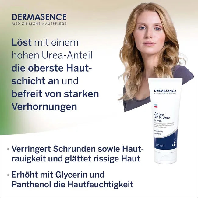 Dermasence Adtop 40% Urea Oleogel 100ml | Intensive Keratolytic Treatment for Calluses, Rough & Scaly Skin | Fragrance-Free | PZN 19687034