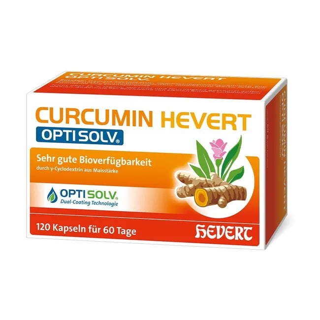 Curcumin Hevert OptiSolv® | High-Bioavailability Turmeric Extract with OptiSolv® Technology | Piperine-Free & Vegan | 120 Capsules | PZN 19709824