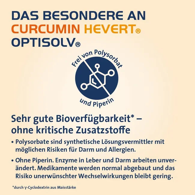 Curcumin Hevert OptiSolv® | High-Bioavailability Turmeric Extract with OptiSolv® Technology | Piperine-Free & Vegan | 120 Capsules | PZN 19709824