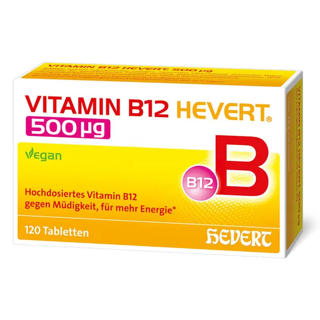Vitamin B12 Hevert 500 µg 120 Tablets | High-Strength Vitamin B12 | Energy, Nervous System & Red Blood Cell Support | Vegan PZN 19733320