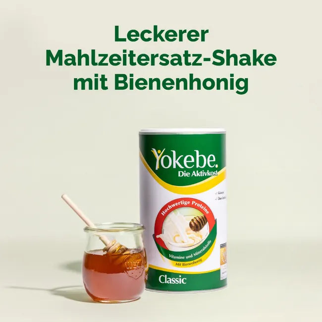 Yokebe Classic Meal Replacement Shake with Honey | High Protein, Vitamins & Minerals | Vegetarian & Gluten Free | 2 × 500 g | 1 kg Value Pack | PZN 19801501