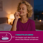 EUNOVA Menopause RelaxPlus | Red Clover, Hops, Passionflower & Sage + Magnesium | Nighttime Menopause Support | Hormone-Free Vegan | 30 Tablets | PZN 19873802