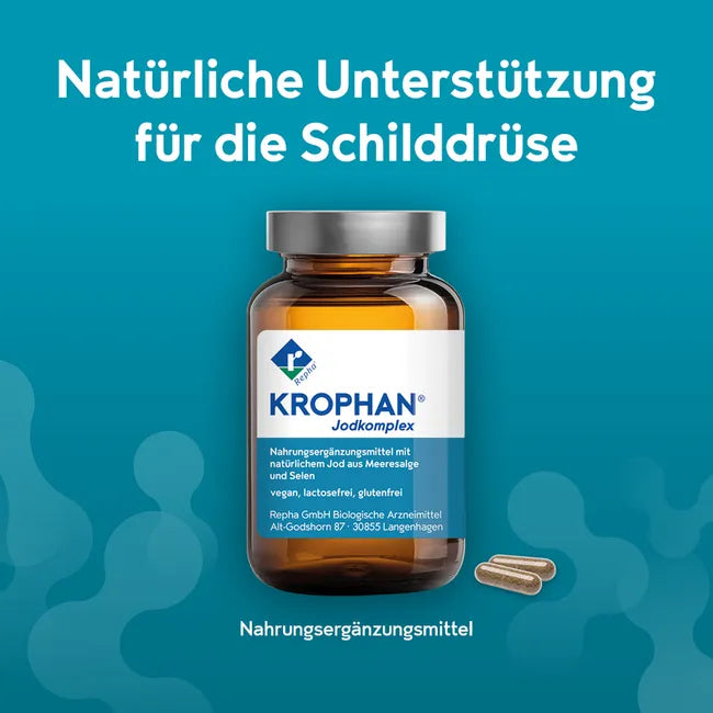 KROPHAN Iodine Complex | Natural Iodine from Sea Algae + Plant-Based Selenium | Thyroid Function & Energy Metabolism Support | Vegan | 90 Capsules | PZN 19911715