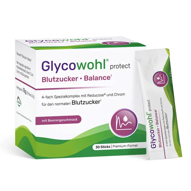 GLYCOWOHL Protect Blood Sugar Balance 30 Direct Sticks | Reducose, Chromium & Zinc | Mulberry Leaf Extract | Berry Flavor PZN 19958616