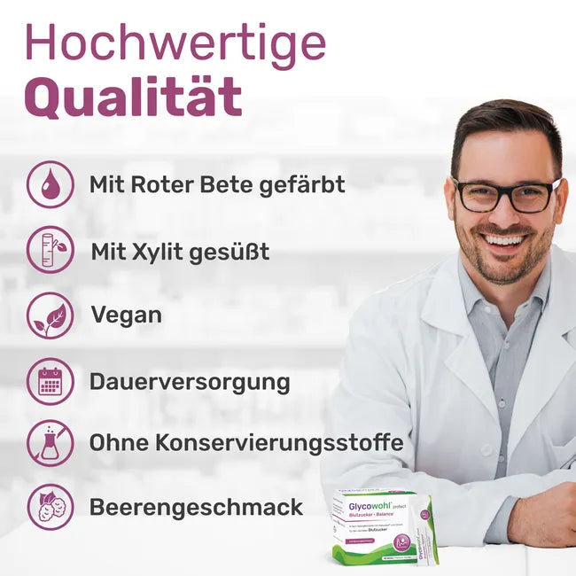 GLYCOWOHL Protect Blood Sugar Balance 30 Direct Sticks | Reducose, Chromium & Zinc | Mulberry Leaf Extract | Berry Flavor PZN 19958616