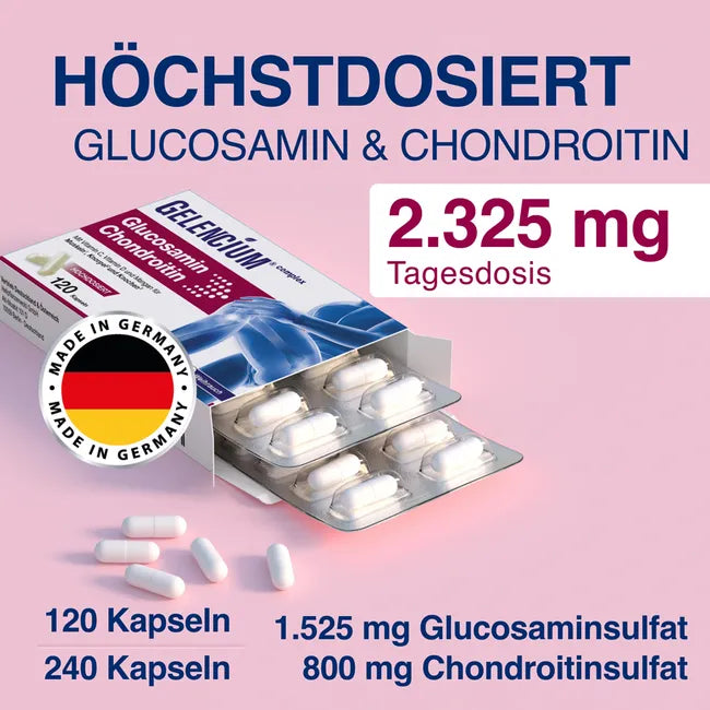 Gelencium Glucosamine, Chondroitin, Boswellia, Vitamin C, Vitamin D, Manganese & Selenium | Joint, Cartilage & Bone Support | 360 Capsules | PZN 19958786