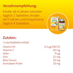 Vitamin D3 Hevert Immun Aktiv Kids 120 Lozenges | Vitamin D3, Vitamin C, Zinc, Selenium, Beta-Glucan & Aronia | Immune Support for Children | Vegan PZN 19972409