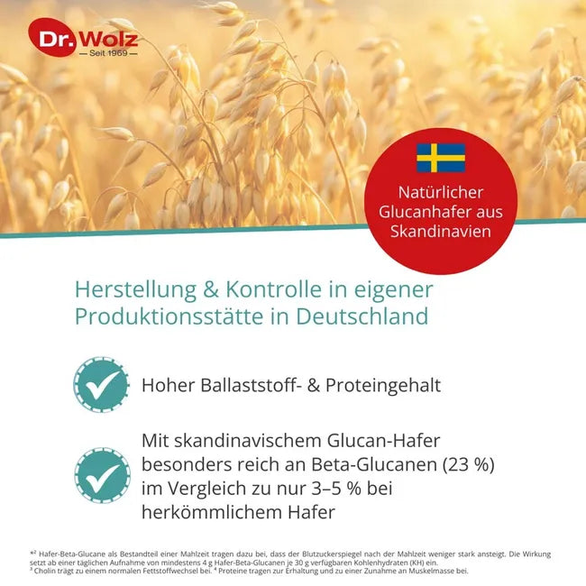 Dr. Wolz HAWEI Glucan Oat Protein Shake Natural | Oat Beta-Glucan, Whey Protein & Choline | High Protein & Fiber | 2 × 422 g | PZN 19995439