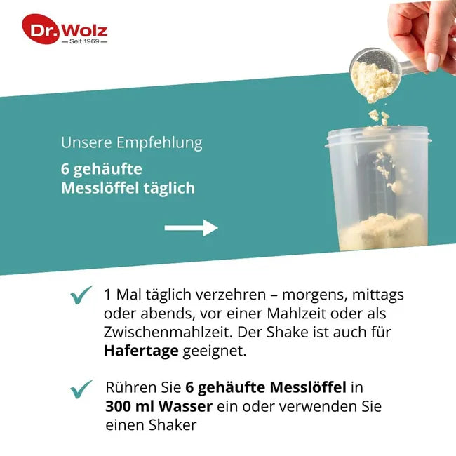 Dr. Wolz HAWEI Glucan Oat Protein Shake Natural | Oat Beta-Glucan, Whey Protein & Choline | High Protein & Fiber | 2 × 422 g | PZN 19995439