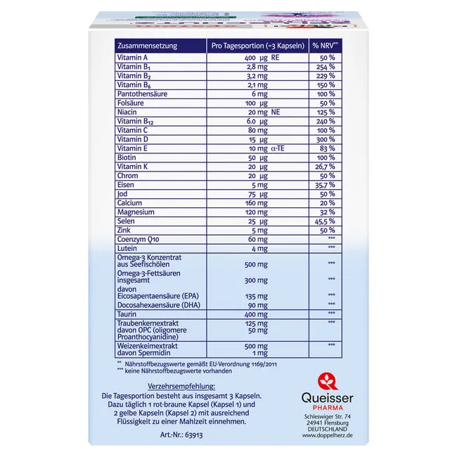 Doppelherz system Cell Protection Plus 90 Capsules | Spermidine, CoQ10, Taurine, OPC & Omega-3 | Advanced Antioxidant Formula  PZN 20087747