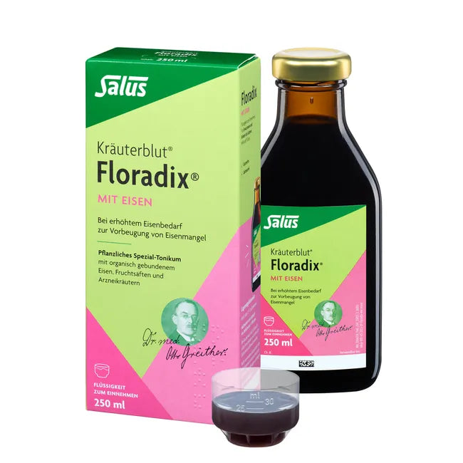 Salus Kräuterblut Floradix mit Eisen Liquid Iron Supplement 250ml | Iron, Vitamin C, Herbal Extracts & Fruit Juices | PZN 20121094