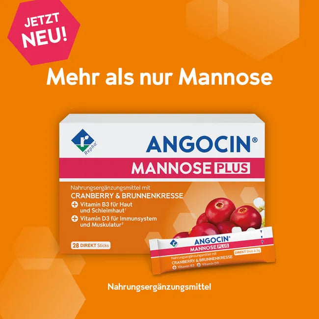 ANGOCIN MANNOSE PLUS 28 Direct Sticks 84g | D-Mannose, Cranberry & Watercress | Vitamin B3 & D3 | Urinary Tract & Immune Support | 28x3g PZN 20168084