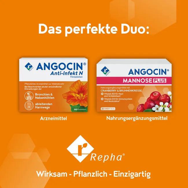 ANGOCIN MANNOSE PLUS 28 Direct Sticks 84g | D-Mannose, Cranberry & Watercress | Vitamin B3 & D3 | Urinary Tract & Immune Support | 28x3g PZN 20168084
