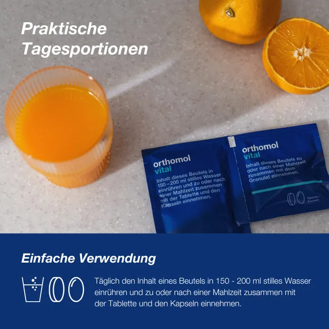 Orthomol Vital Grapefruit | 26 Nutrients with Vitamin B12 1,000 μg, Magnesium & Omega-3 | 30 Daily Portions | PZN 20182718