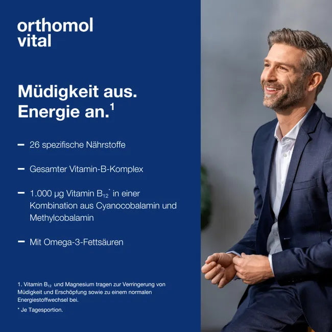 Orthomol Vital | 26 Nutrients with Vitamin B12 1,000 μg, Magnesium & Omega-3 | 30 Drinking Bottles + Capsules | PZN 20182747