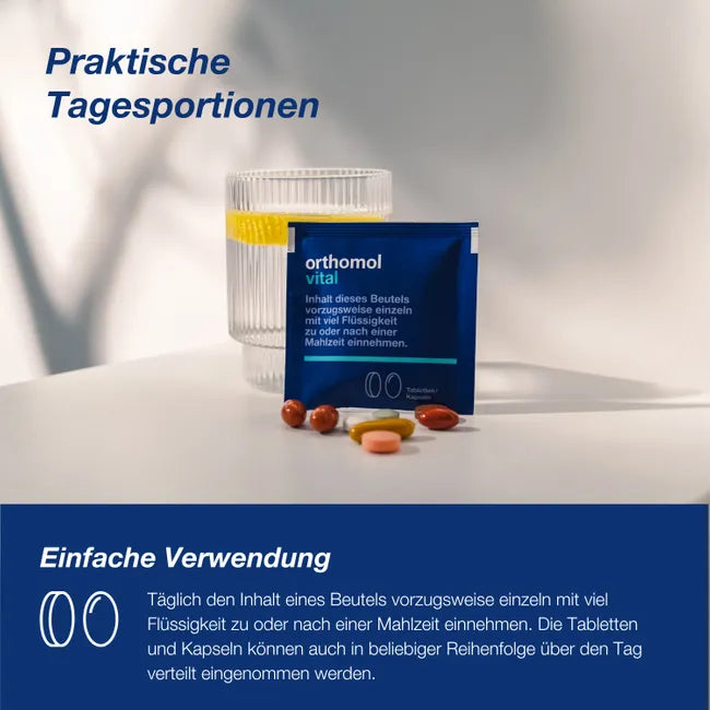 Orthomol Vital | 26 Nutrients with Vitamin B Complex, B12 1,000 μg, Magnesium & Omega-3 | 30 Daily Portions | PZN 20182782