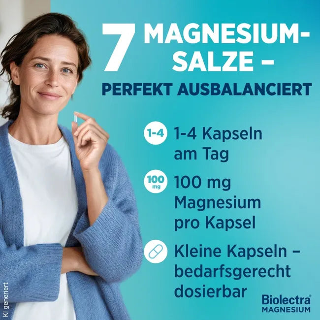Biolectra Magnesium Complex Balance 7 | 7 Magnesium Forms with Bisglycinate, Citrate & Malate | 100–400 mg Magnesium | Vegan | 120 Capsules | PZN 20300052