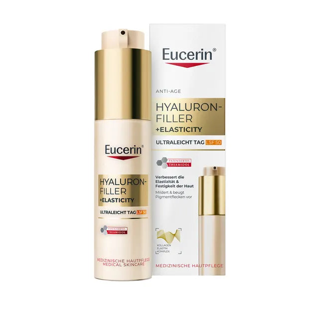 Eucerin Hyaluron-Filler + Elasticity Ultra-Light Day SPF 50 50ml | Anti-Aging Day Cream with Thiamidol | PZN 20318135