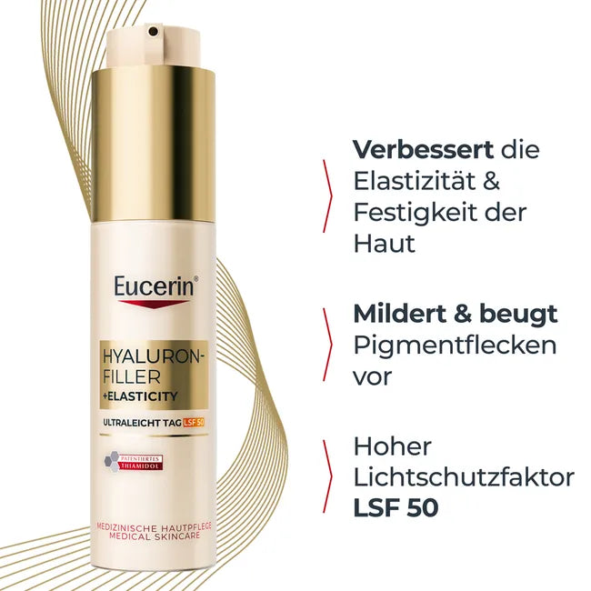 Eucerin Hyaluron-Filler + Elasticity Ultra-Light Day SPF 50 50ml | Anti-Aging Day Cream with Thiamidol | PZN 20318135