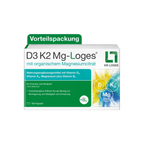 D3 K2 Mg-Loges | Vitamin D3 2,000 IU + K2 MK-7 + Magnesium Citrate & Vitamin B5 | 180 Capsules | PZN 19759006