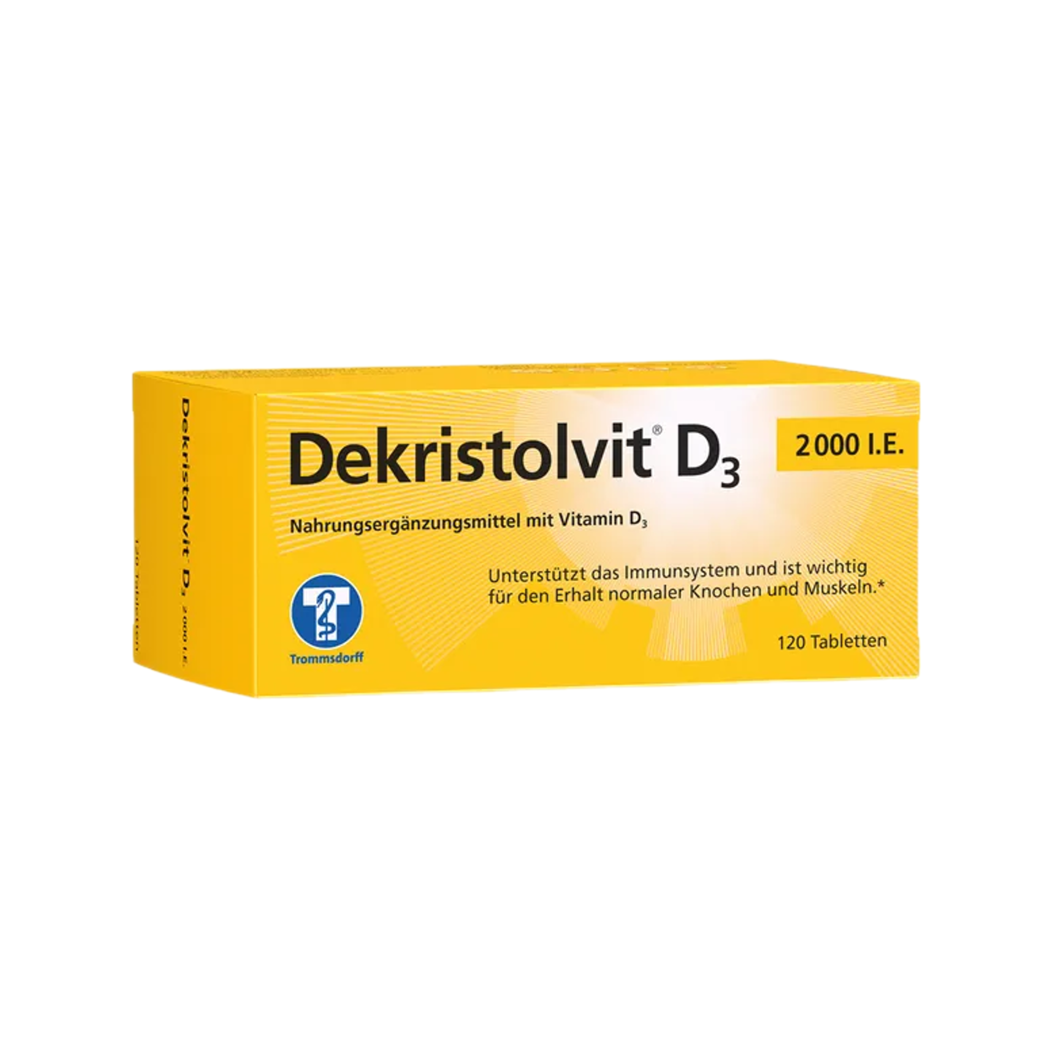 Dekristolvit D3 2000 IU | High-Strength Vitamin D3 | Immune System, Bones & Muscle Support | Gelatin-Free | 120 Tablets | PZN 10818546