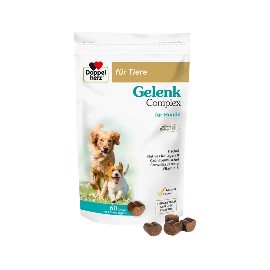 Doppelherz Joint Complex for Dogs | Green-Lipped Mussel, Native Type II Collagen, Omega-3 & Boswellia | Joint & Mobility Support | 60 Chews | PZN 17305637