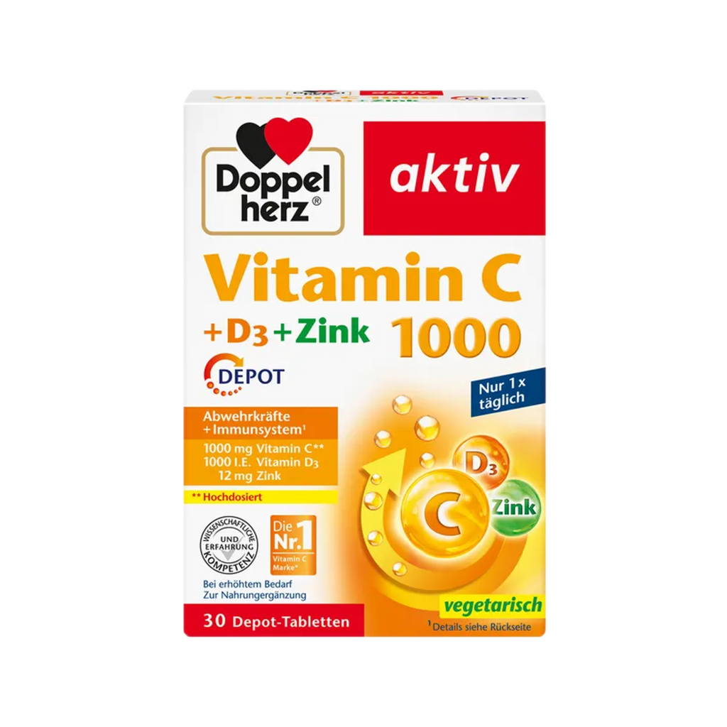 Doppelherz 维生素 C 1000 + D3 + Zink Depot 片剂，30 St PZN 17580390