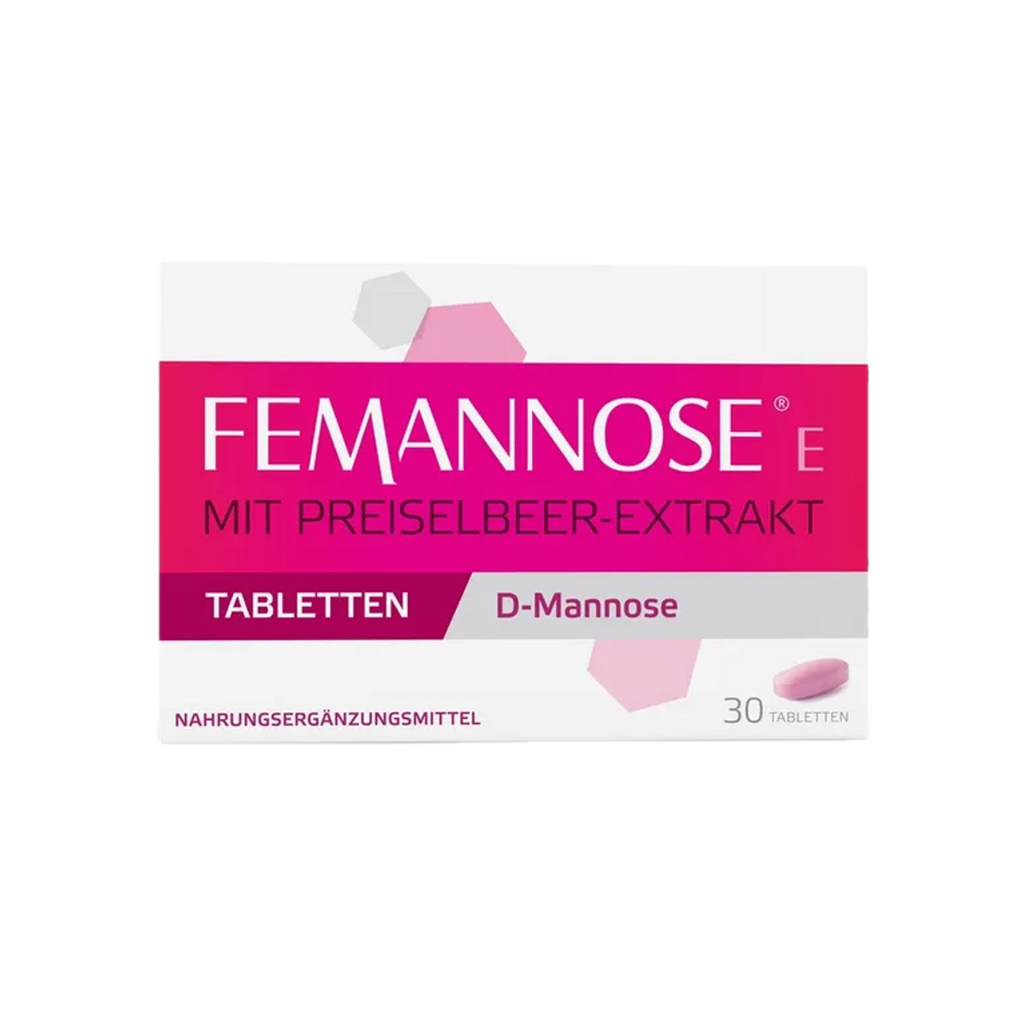 FEMANNOSE® E | 1,000 mg D-Mannose + Lingonberry Extract & 25 mg PACs per Tablet | 30 Tablets | PZN 19339043