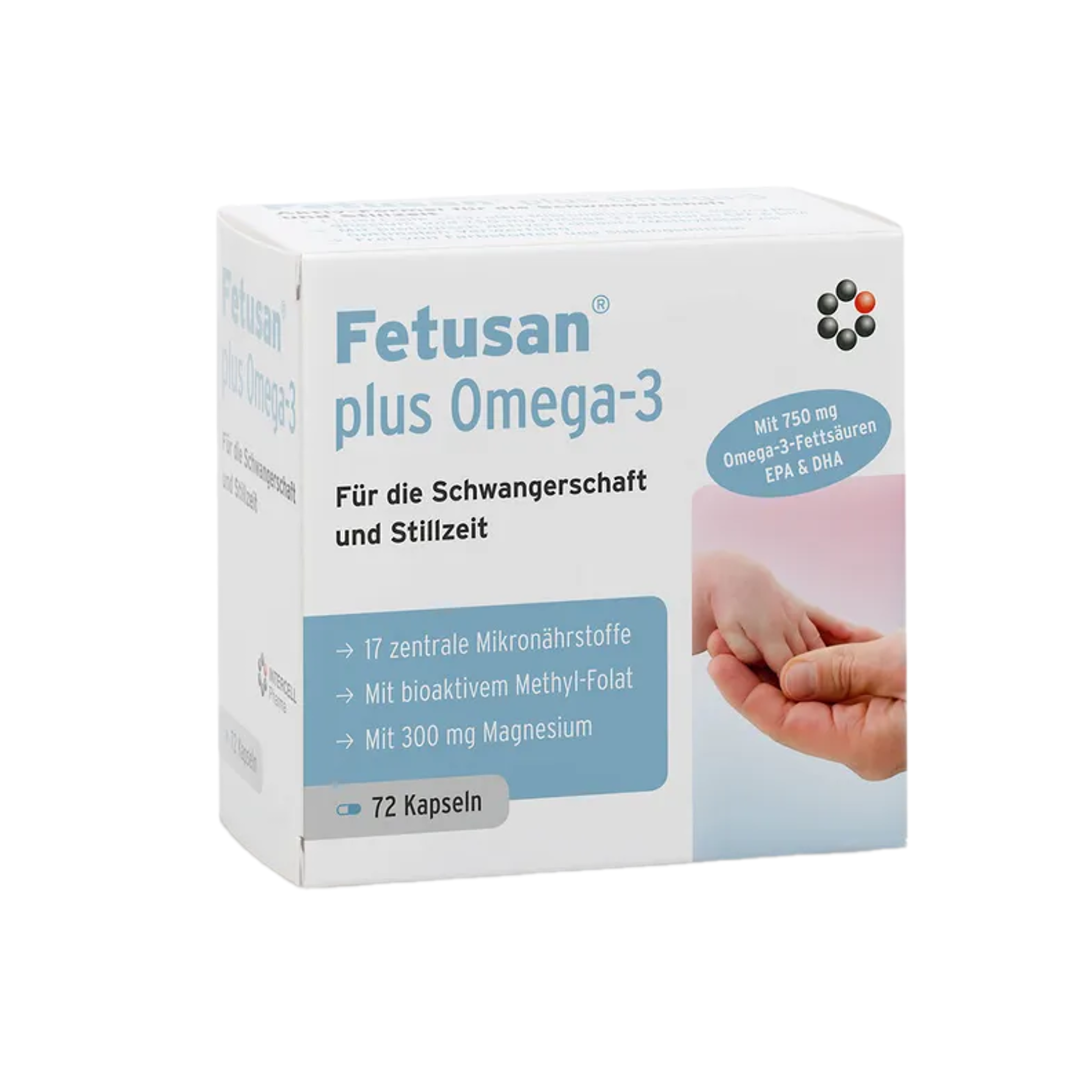Fetusan Plus Omega-3 | Prenatal Vitamins + 750 mg EPA & DHA + Active Folate | Pregnancy & Breastfeeding | 72 Capsules | PZN 04633481
