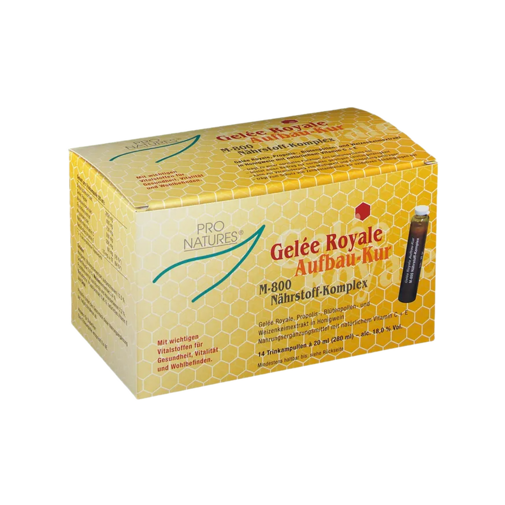 Gelee Royal Aufbaukur M800 | 800 mg Royal Jelly + Bee Pollen, Propolis & Vitamins C + E | 14 Drinking Ampoules | PZN 00014812
